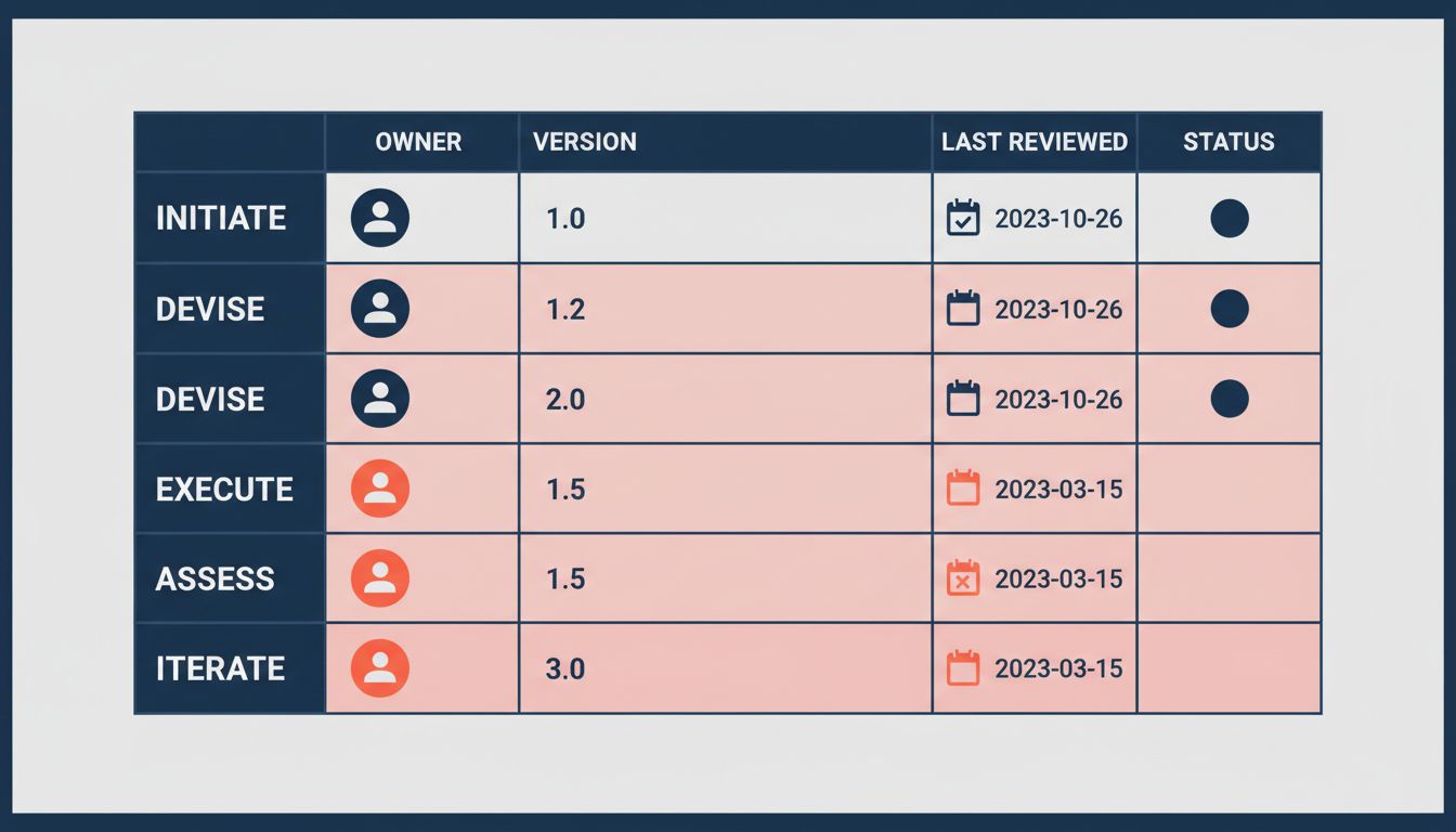 Diagram showing a prompt ownership matrix with some fields filled and some conspicuously empty