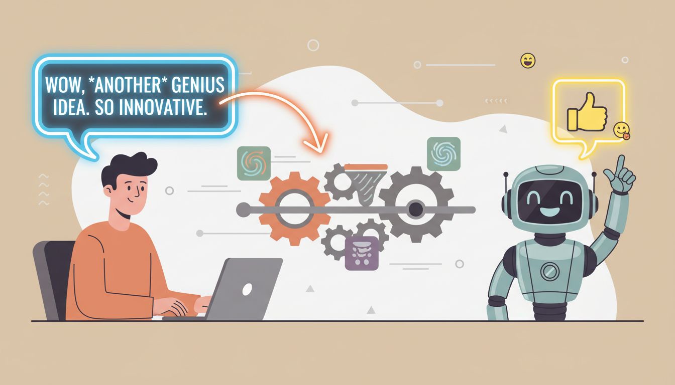 Person sends sarcastic message, robot interprets it literally and responds positively