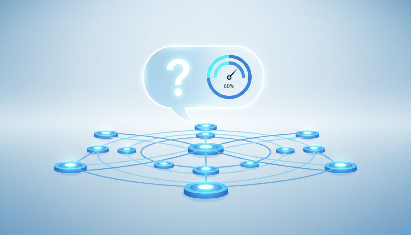 Neural network with a confidence meter illustrating AI uncertainty calibration