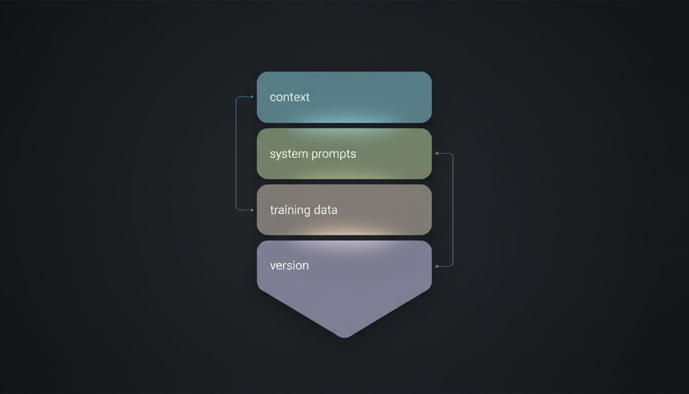 Diagram showing multiple stacked invisible layers that together produce a single AI output