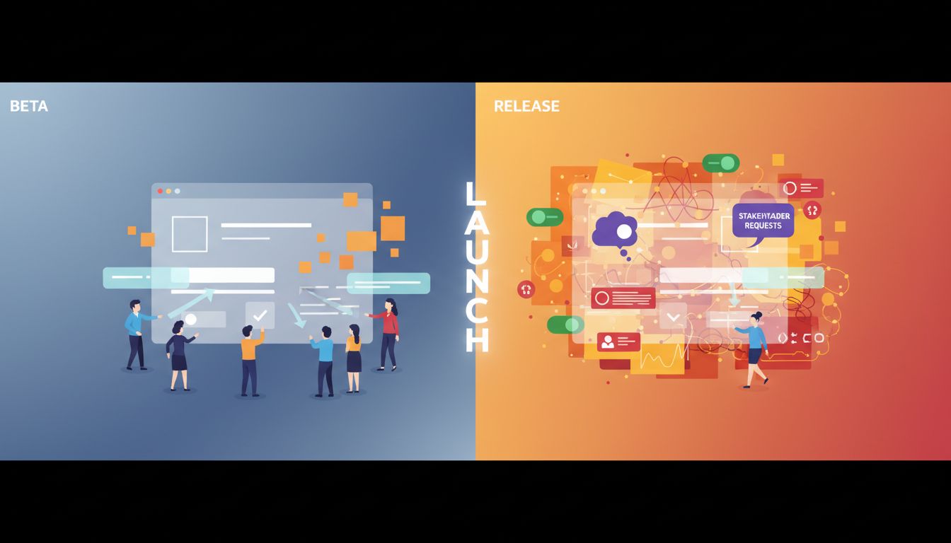 Illustration showing how software incentives and complexity shift between beta and general release