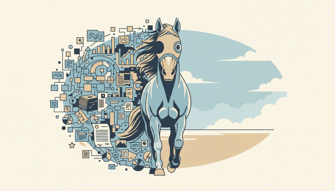 Illustration of a horse with blinders representing selective strategic ignorance