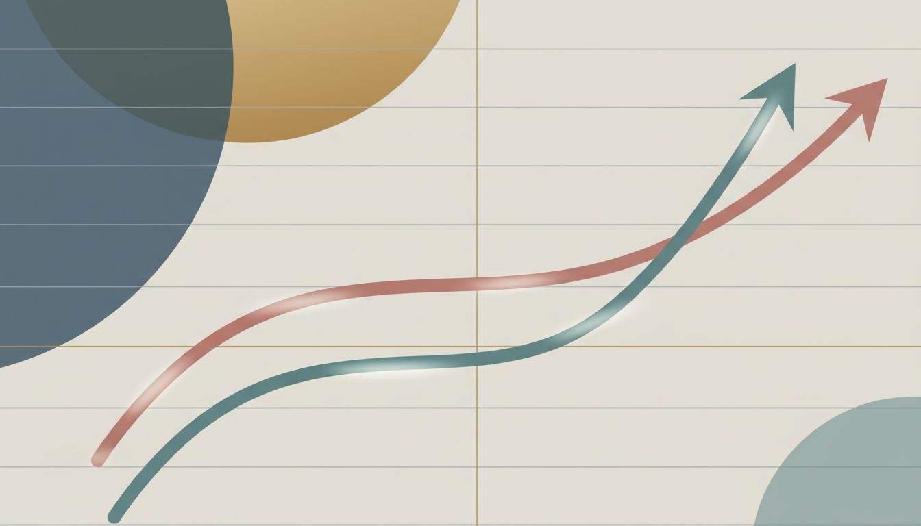 Abstract career trajectory lines showing bootcamp vs degree graduate progression over time
