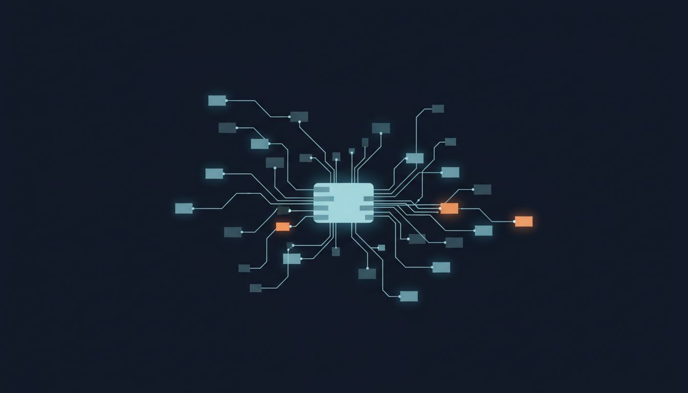 Abstract illustration showing a data node fading but its connections to other nodes remaining active