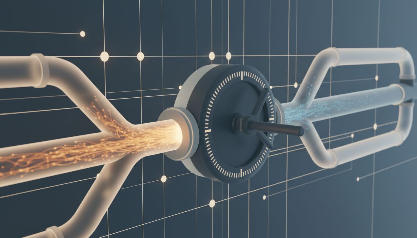 Abstract illustration of a bandwidth throttle valve being deliberately turned down