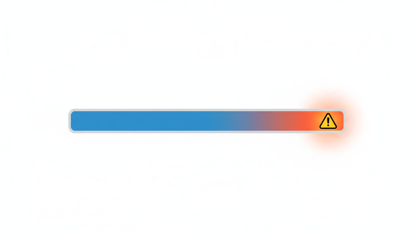 A digital usage cap progress bar nearly full with a warning indicator