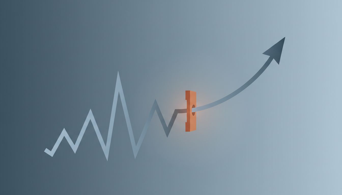 Abstract illustration of an iteration curve transitioning into a growth curve at a defined inflection point