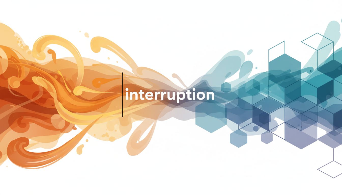 A spectrum diagram showing creative work on one end and structured analytical work on the other, with a marker showing where an interruption lands relative to recovery difficulty