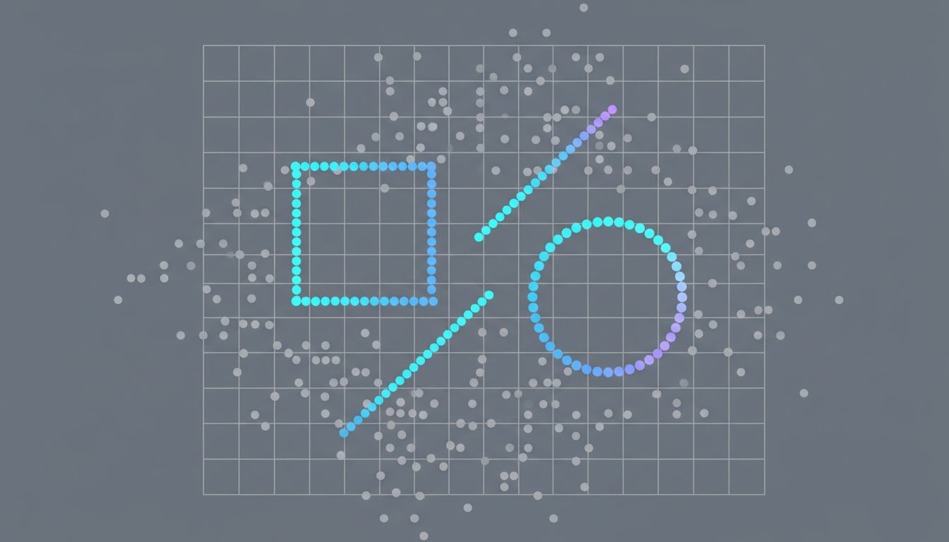 Abstract visualization of signal versus noise in a dataset