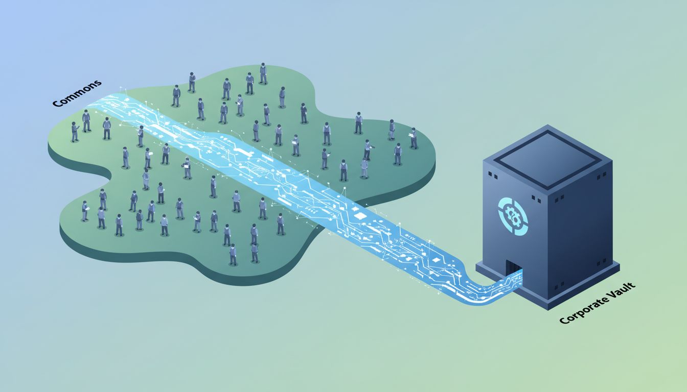 Diagram illustrating the flow of value from open source communities to commercial entities