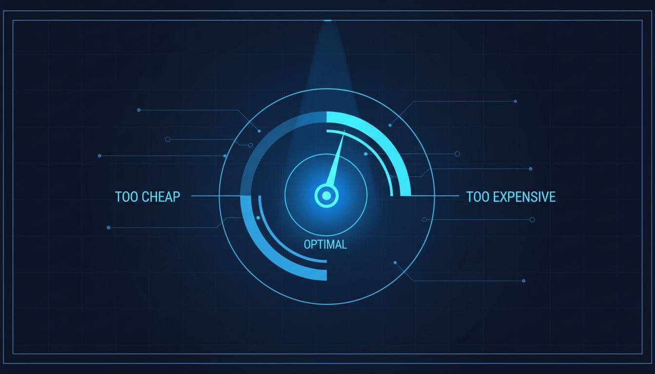 A pricing dial positioned at the Goldilocks sweet spot between too cheap and too expensive