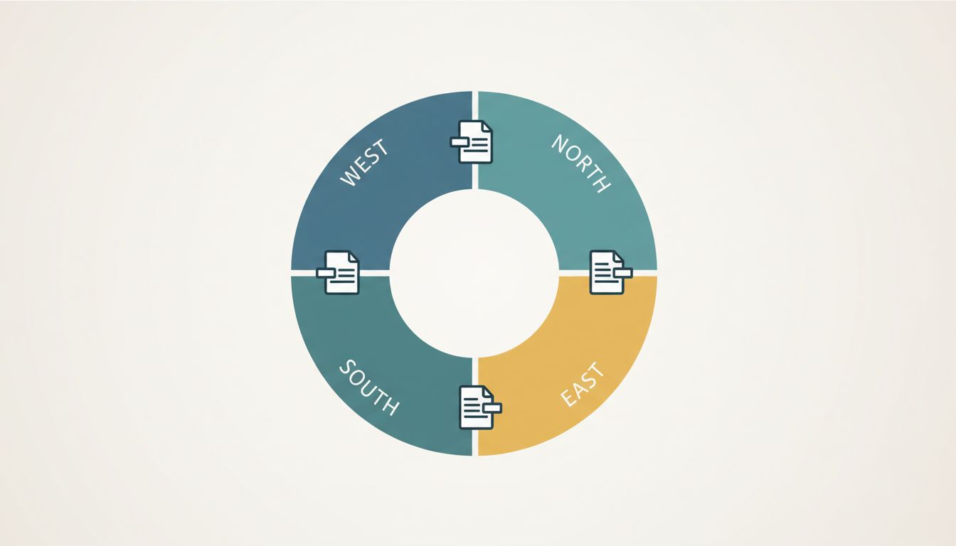 Diagram showing work passing between time zones like a relay race, represented as overlapping clock arcs