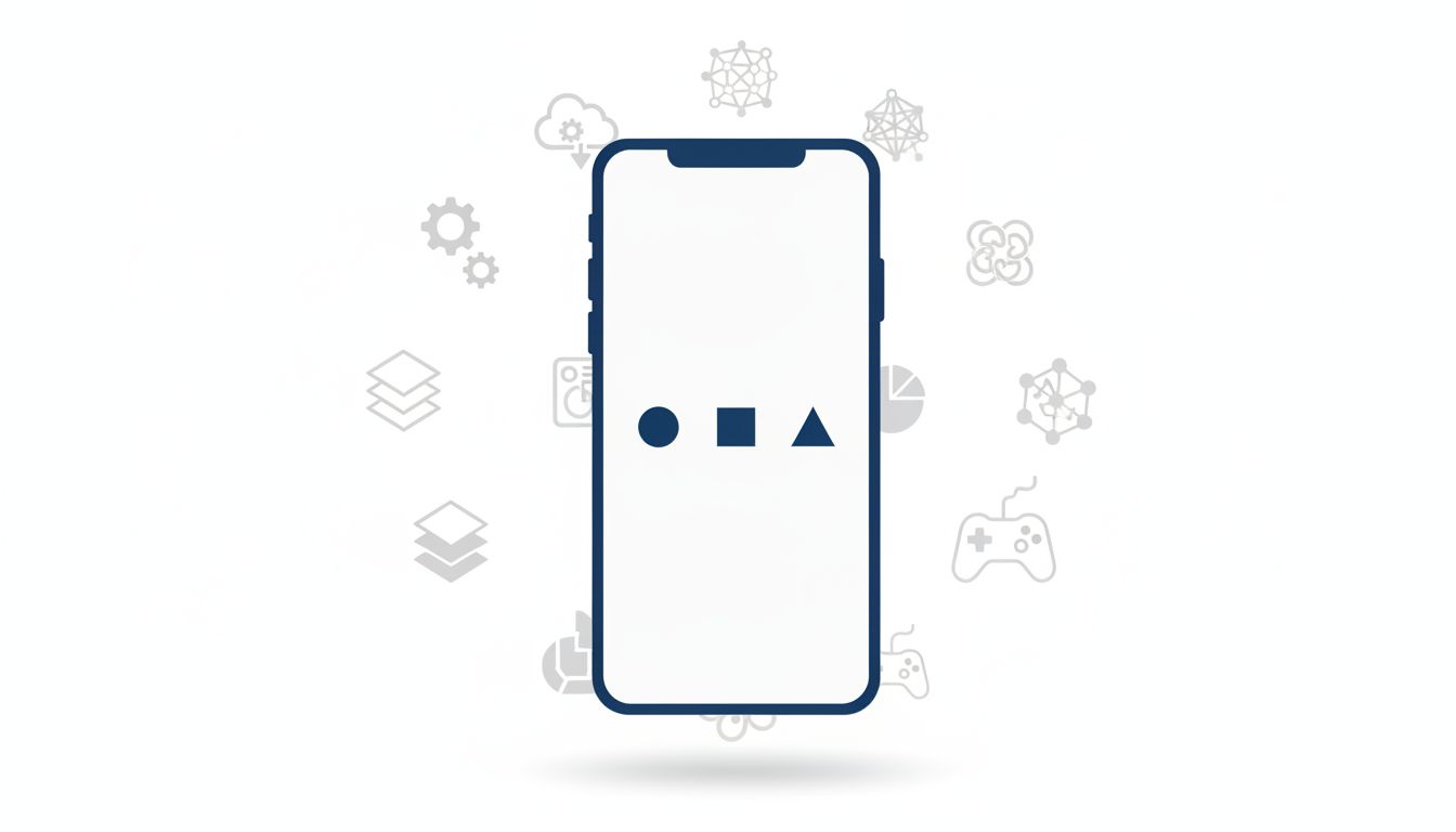 A smartphone displaying only three core app functions, with many other features intentionally absent