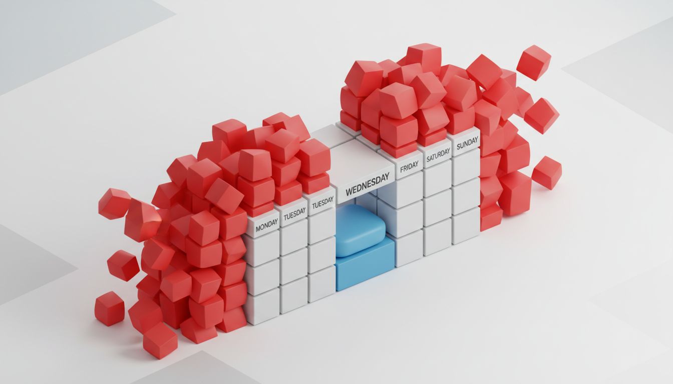 Calendar showing one protected day surrounded by overloaded workdays