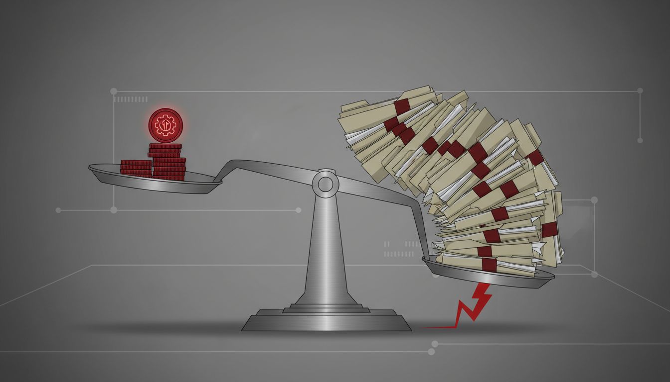 Diagram illustrating the asymmetric cost burden of patent litigation between large incumbents and small startups