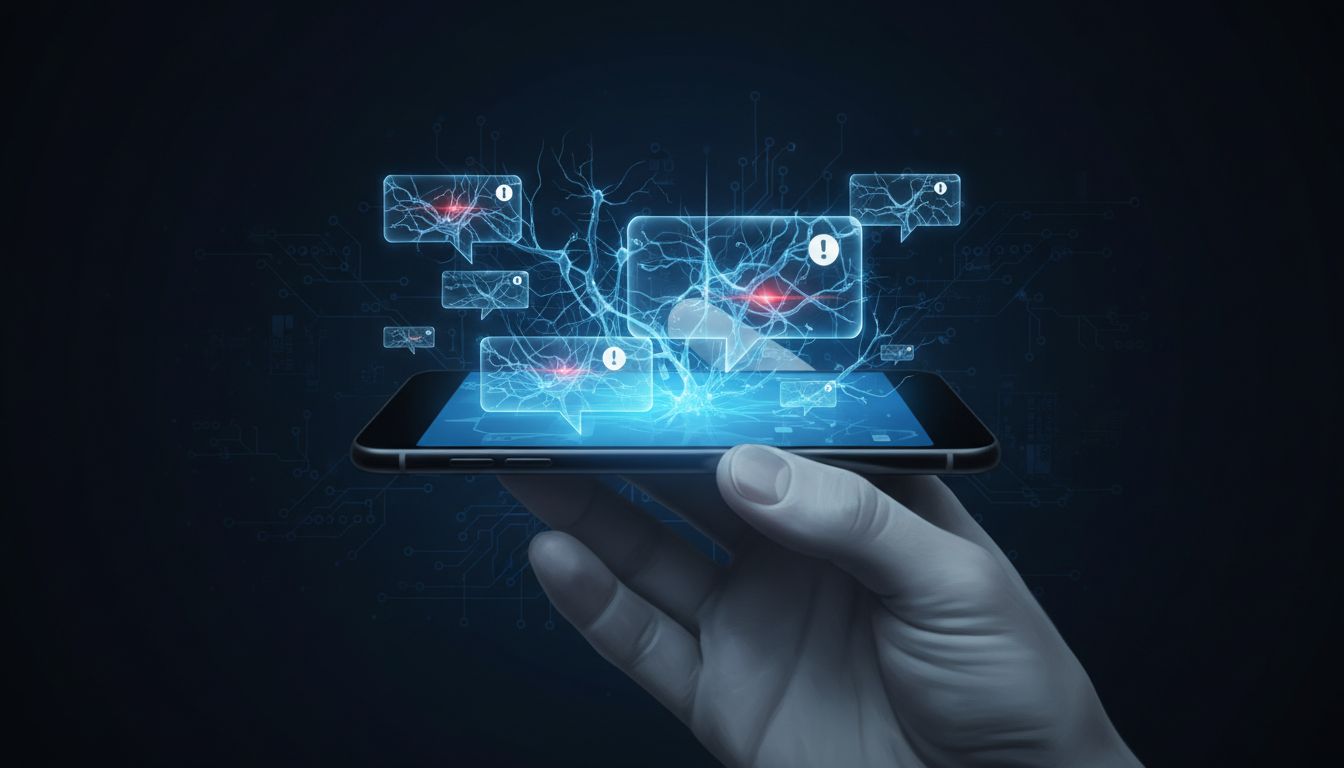 Smartphone notifications visualized as neural conditioning pathways
