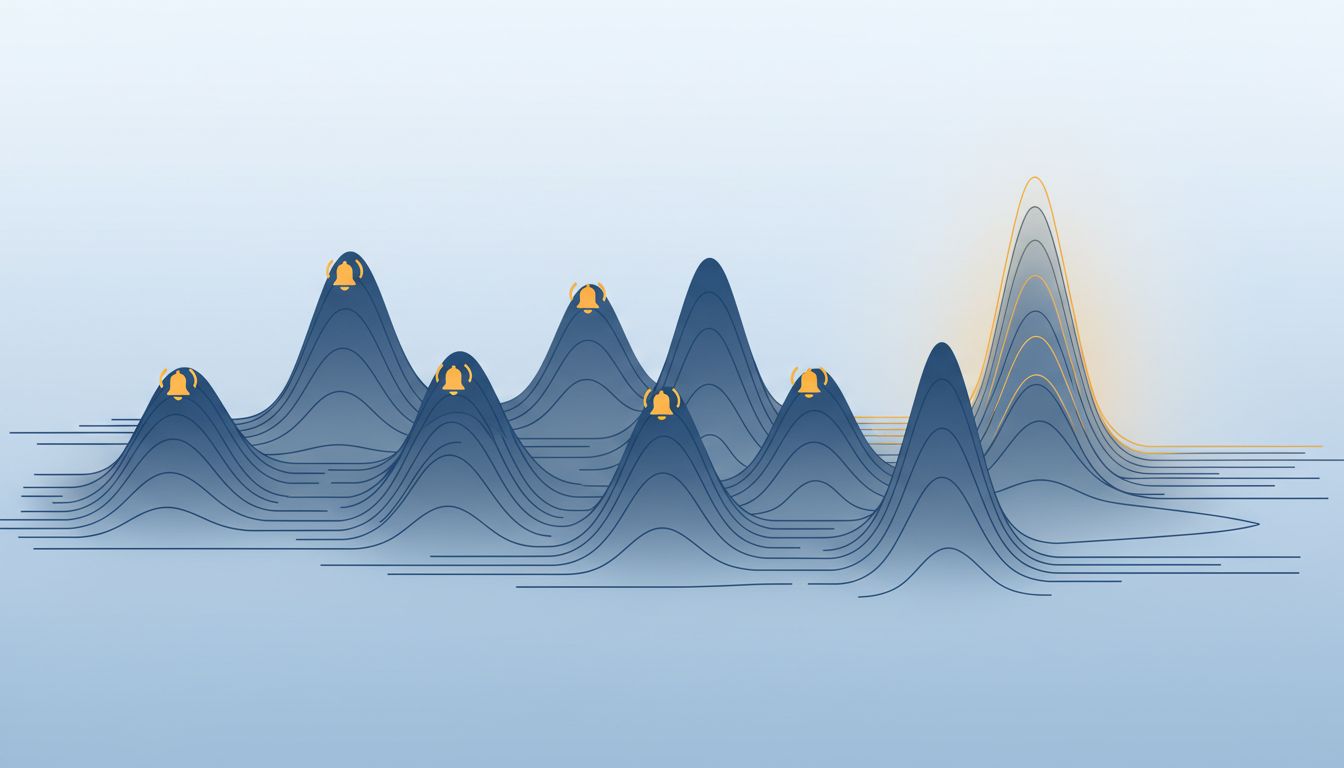 Diagram showing interrupted focus attempts failing to reach depth, with one uninterrupted attempt succeeding