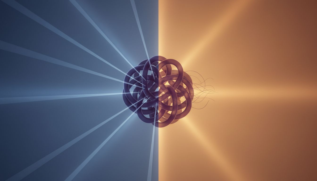 Abstract illustration contrasting forced focus and diffuse background processing as approaches to a hard problem