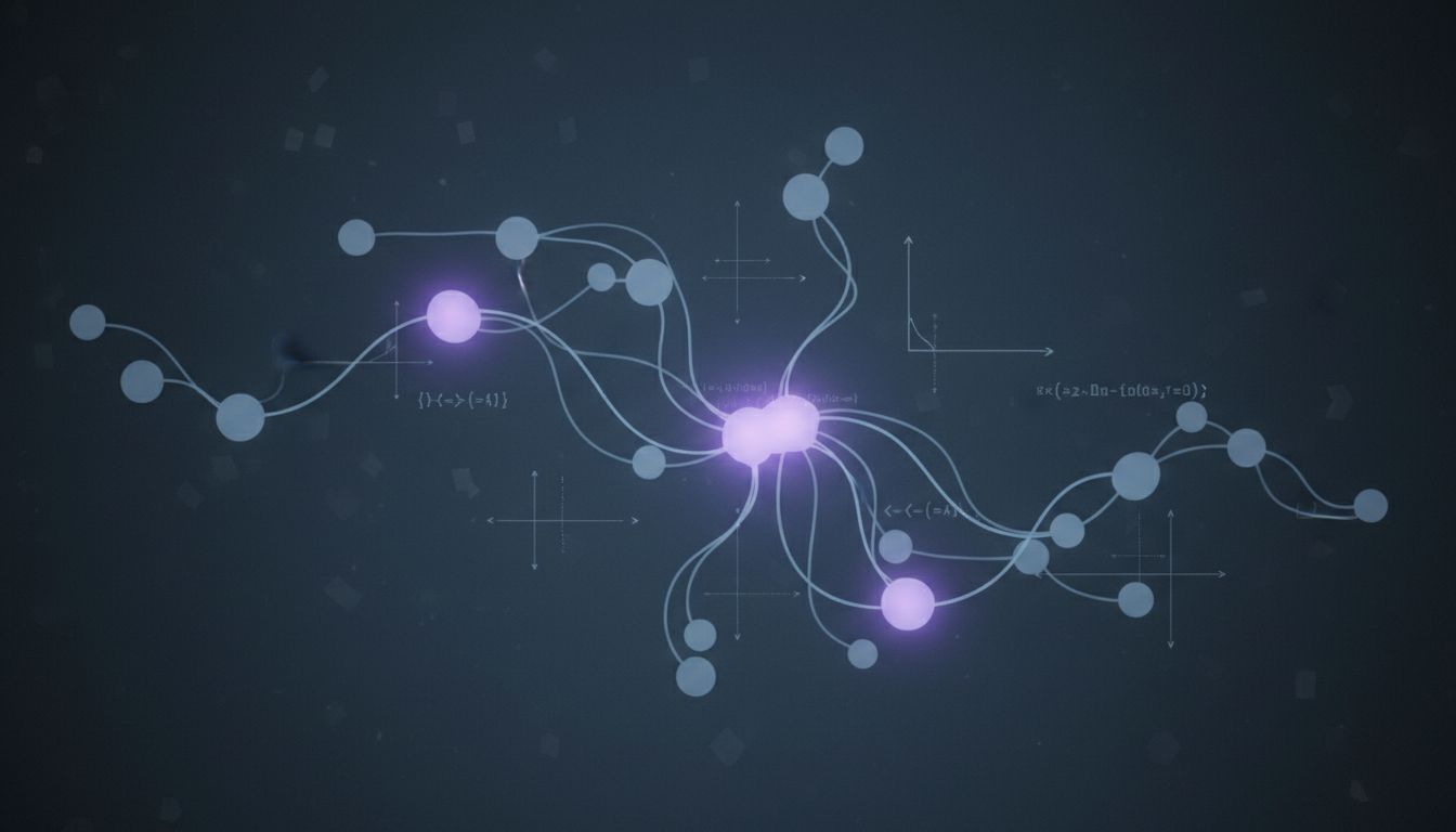 Conceptual diagram of the default mode network overlaid with abstract code structures