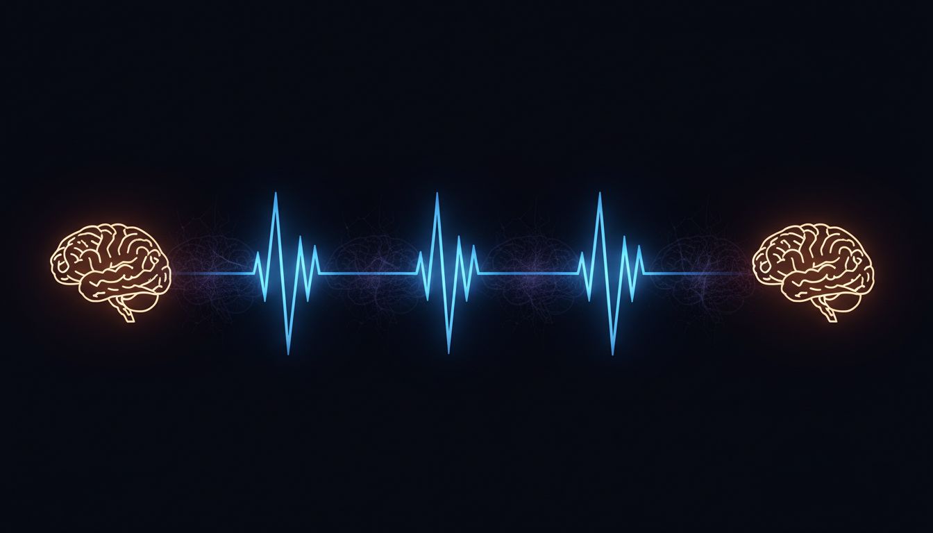 Illustration of brain activity shown as bright intervals separated by deliberate pauses on a dark timeline