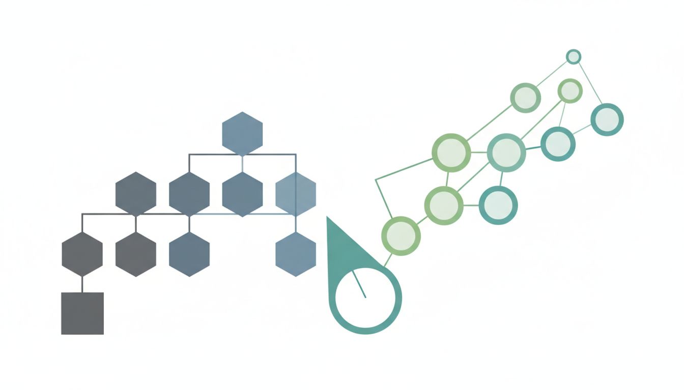 A decision tree illustration showing how one divergent node avoids a dead end that all the matching nodes fall into