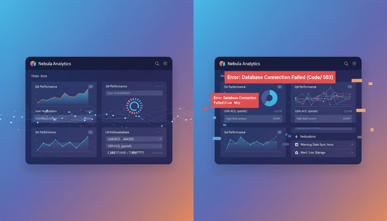 Split screen comparison of a software demo environment versus real-world deployment