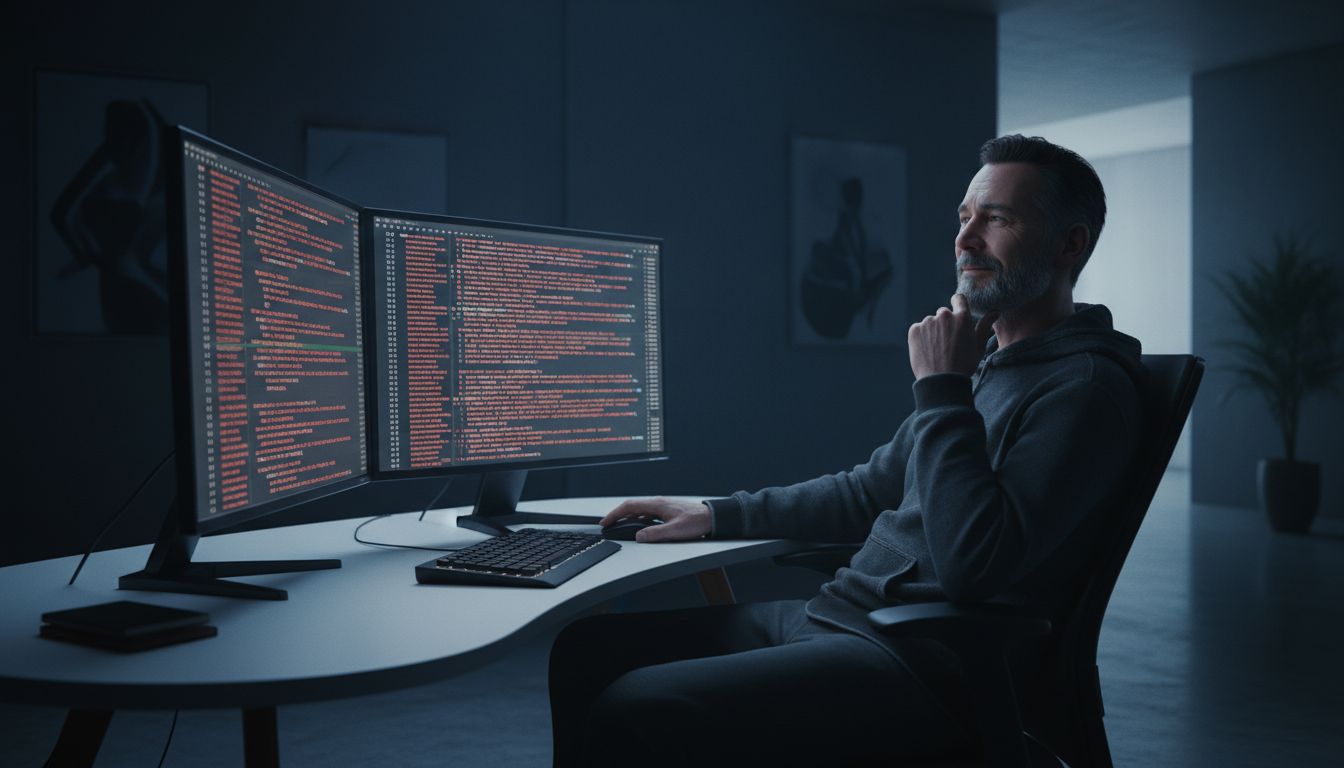A software engineer reviewing a code diff that deletes far more lines than it adds