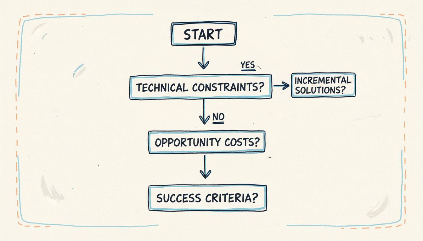 Whiteboard decision tree framework for evaluating whether a code rewrite is necessary