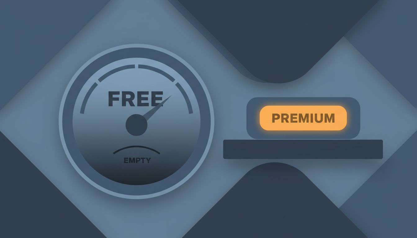 Abstract illustration of a dial being turned down representing free tier degradation