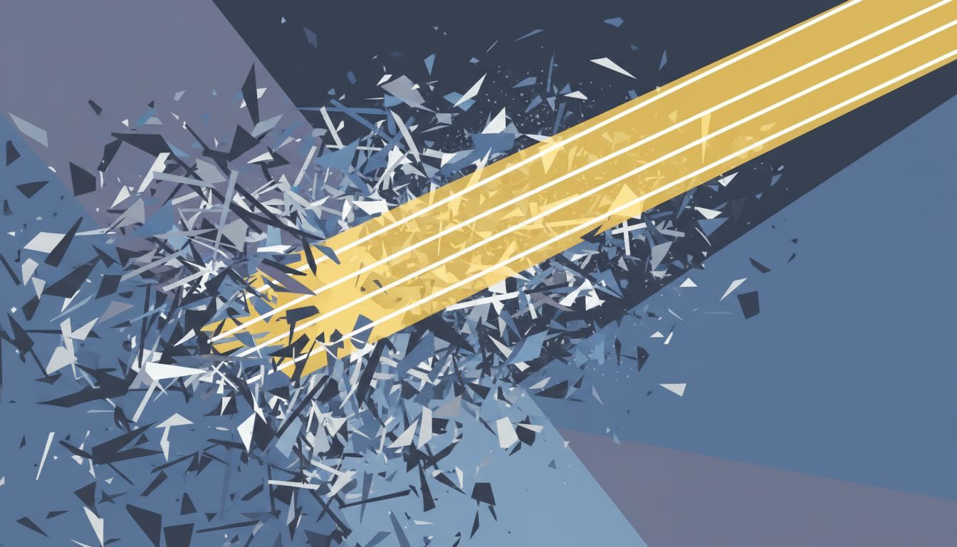 Abstract illustration of a signal cutting cleanly through noise and interference