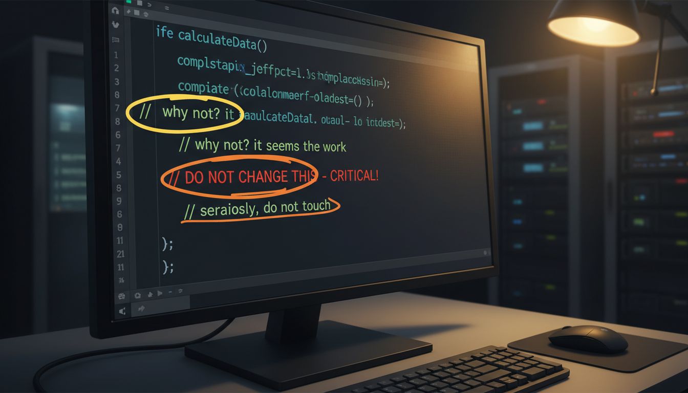 Code editor showing well-written explanatory comments that describe reasoning rather than syntax