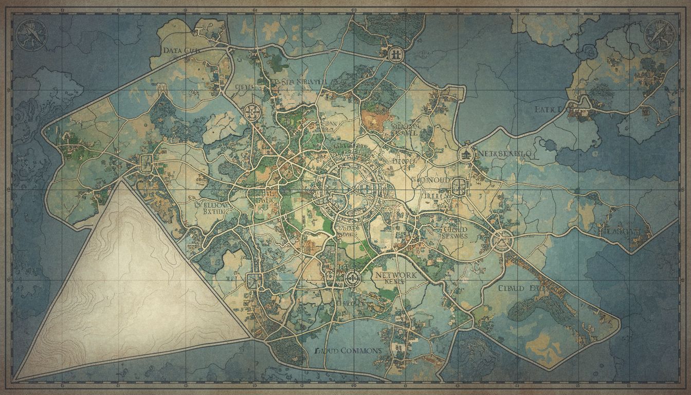 A detailed map where established borders dissolve at one edge, leaving open unmapped territory