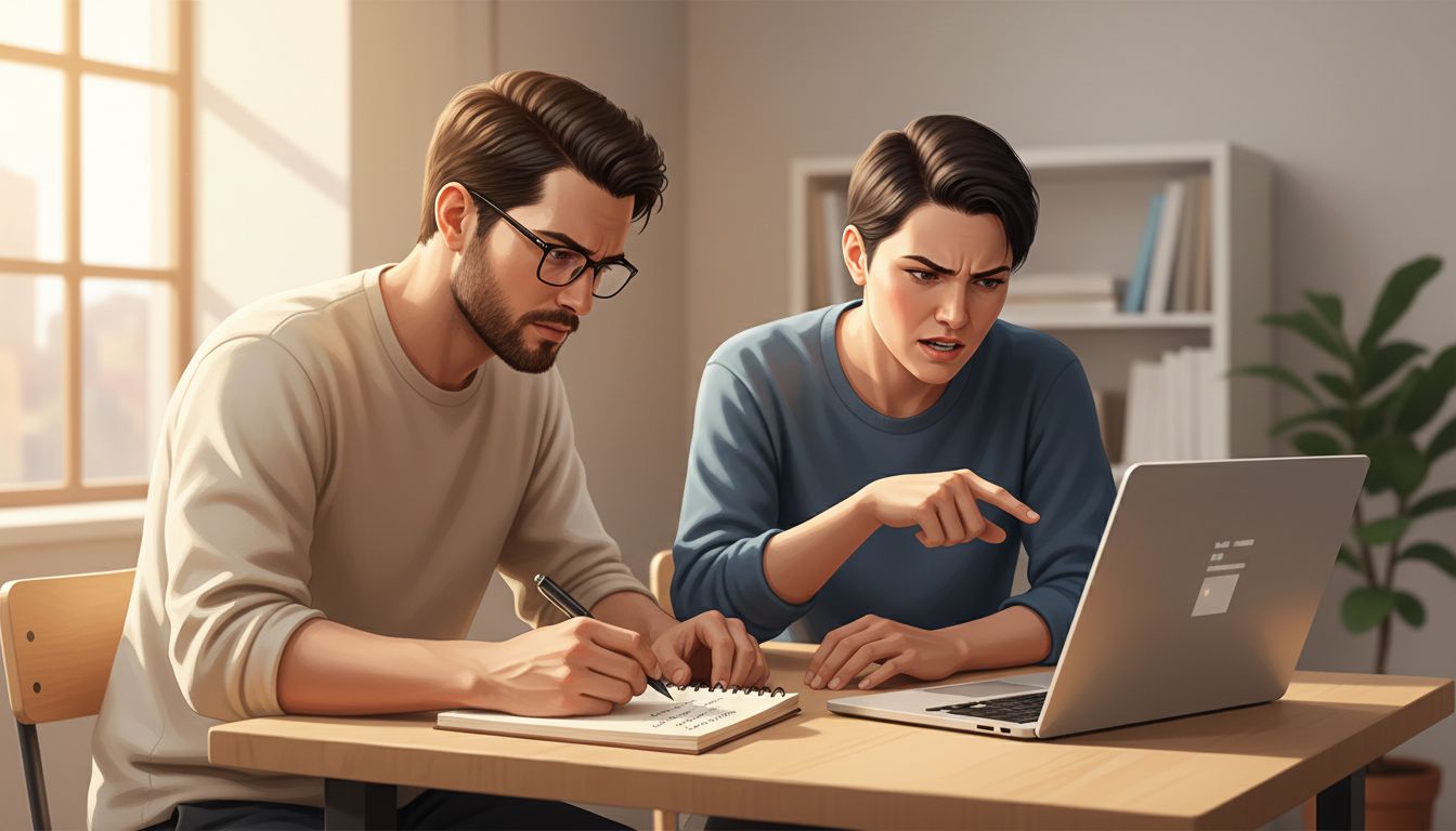 Founder conducting a user research interview while a participant demonstrates software frustration