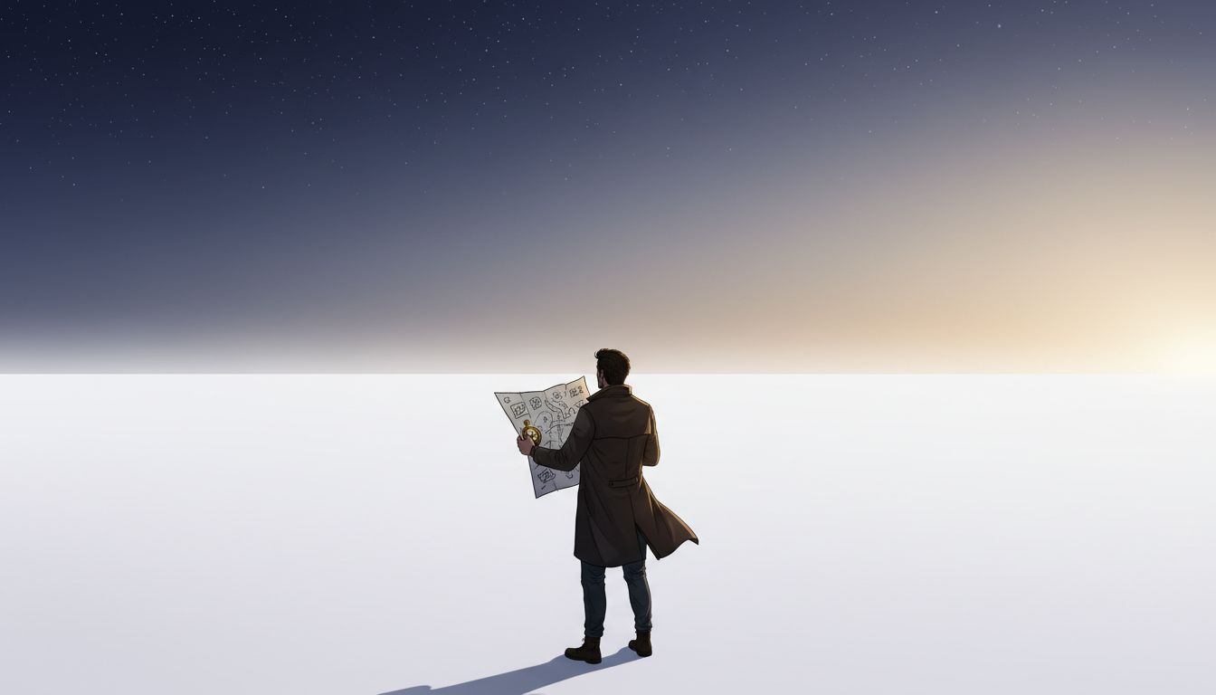 A founder standing at the edge of unmapped territory, representing the challenge of building in markets that don't exist yet