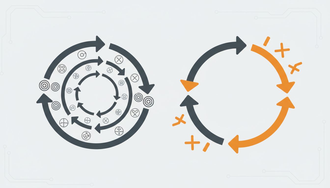 Diagram comparing a closed echo chamber feedback loop to an open feedback loop that incorporates external critical input