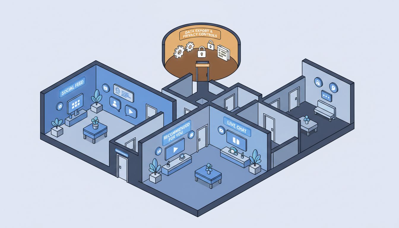 Cross-section diagram of a software interface showing useful features buried deep in the architecture while engagement features sit at the front