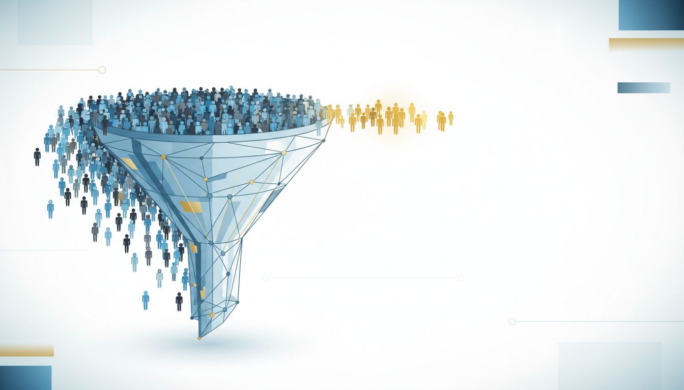 A funnel diagram showing a large potential market narrowing down to a very small percentage of actual buyers, illustrating the 99% pricing failure model