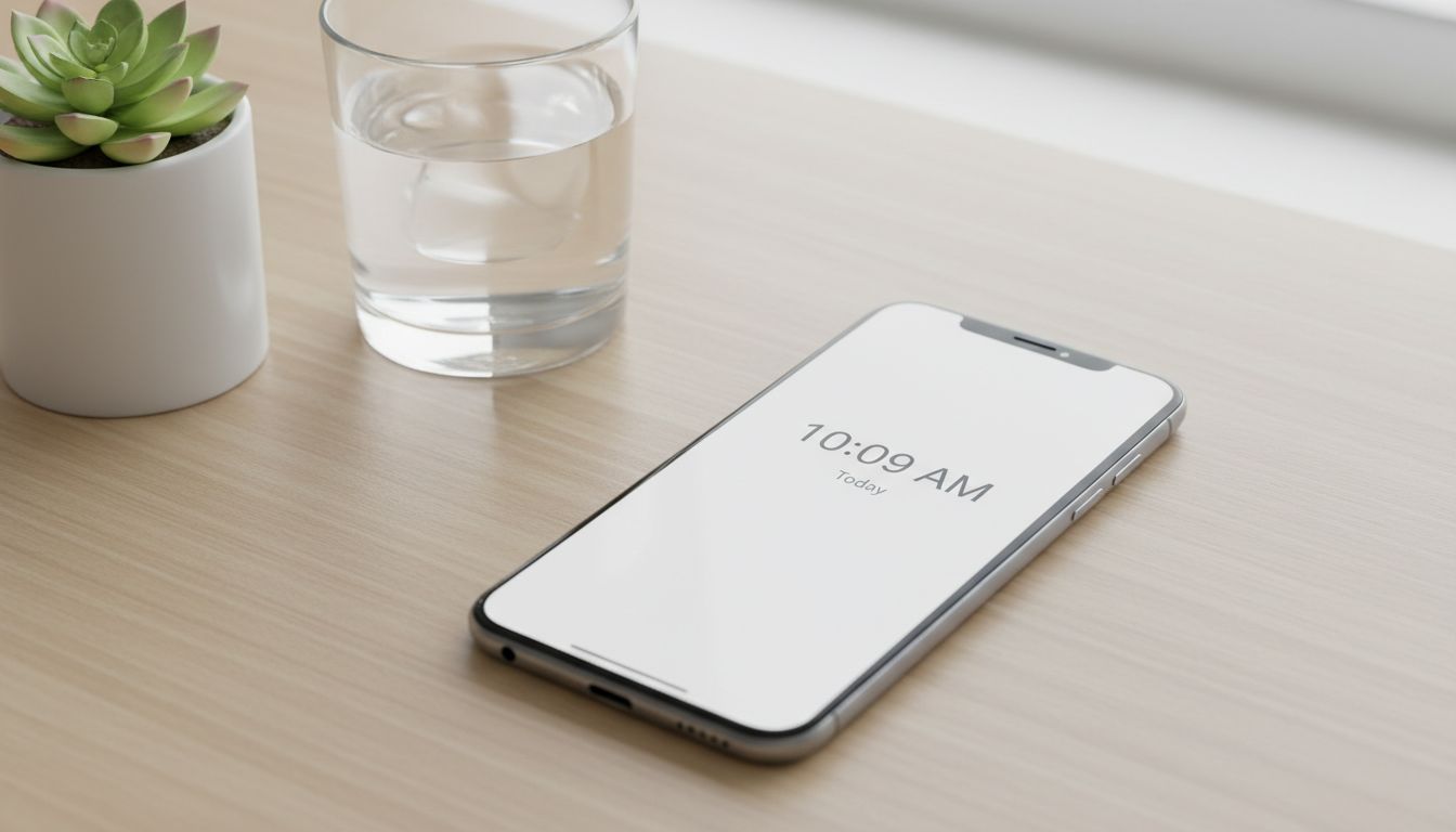 Smartphone showing a calm, minimal interface with no notification badges representing the calm technology design movement