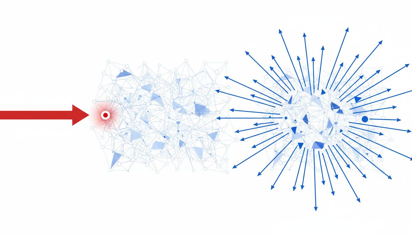 Diagram illustrating how attackers only need to find one gap while defenders must protect all entry points