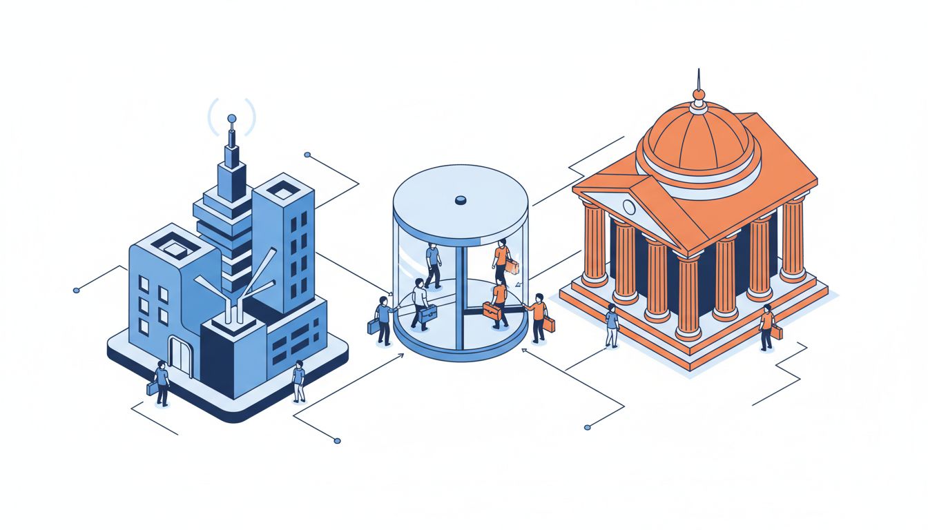 Diagram showing the revolving door between tech industry and government regulatory agencies