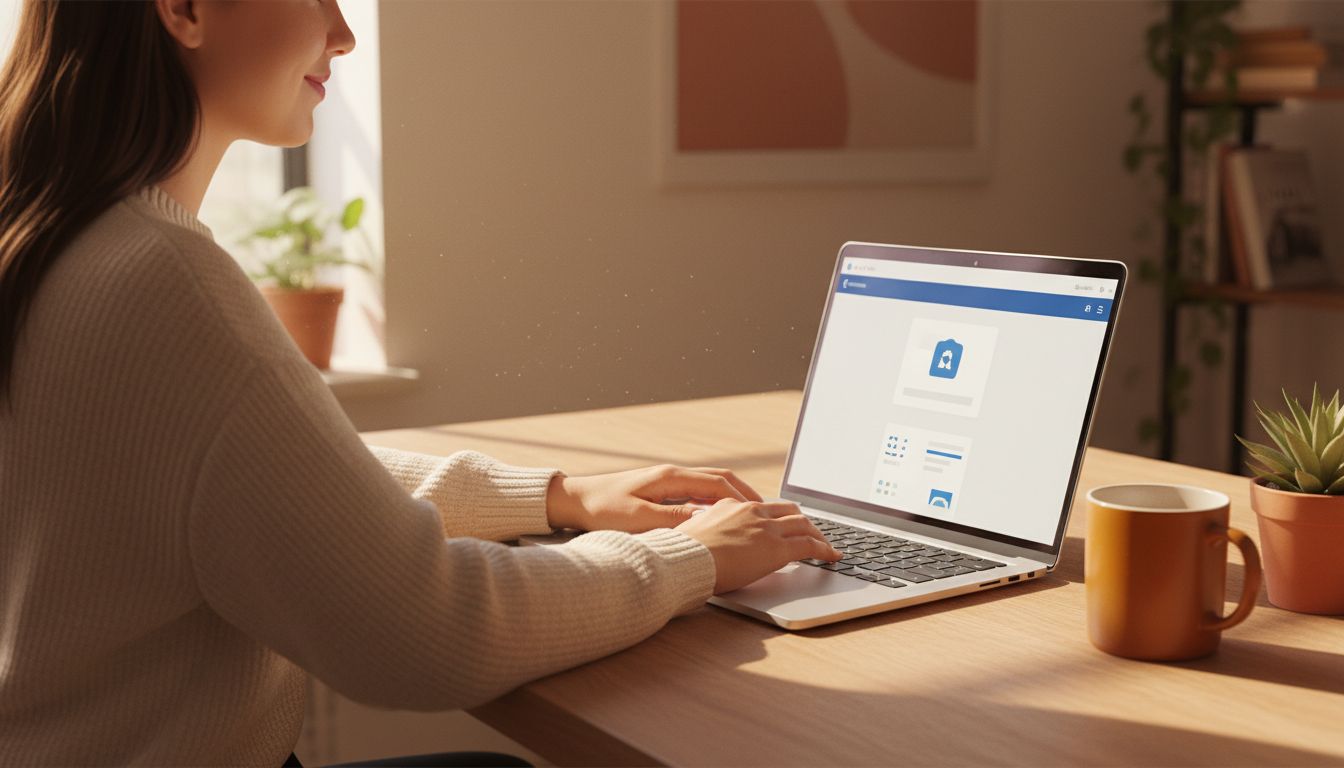 Person using a well-designed app interface looking relaxed and productive at their desk
