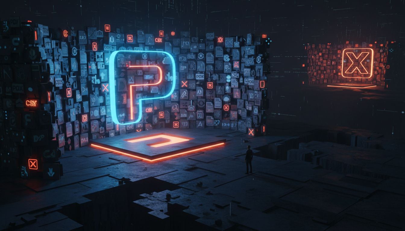 Digital illustration of a platform surrounded by data portability barriers blocking users from switching to competitors