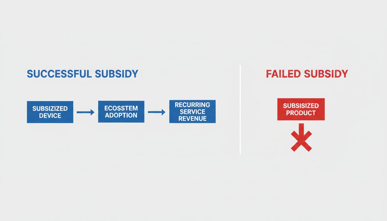 Comparison chart showing the difference between successful and failed platform subsidy strategies