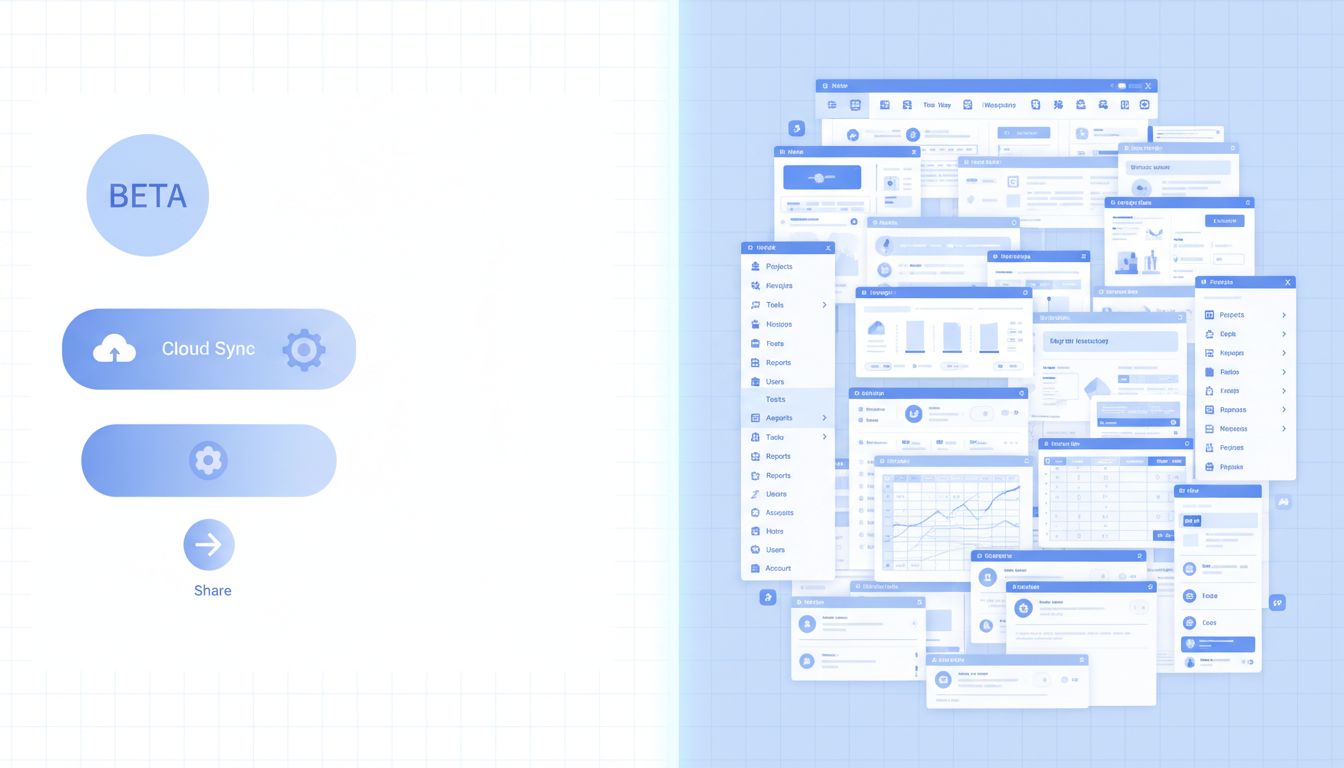 Comparison of beta software interface versus final release interface showing feature bloat