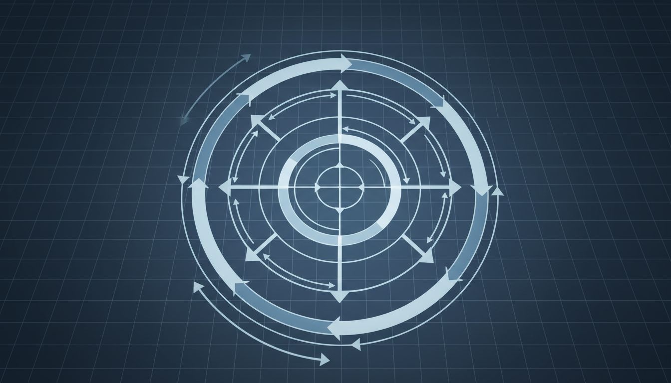 Abstract diagram illustrating capital returning to its source in a closed financial loop