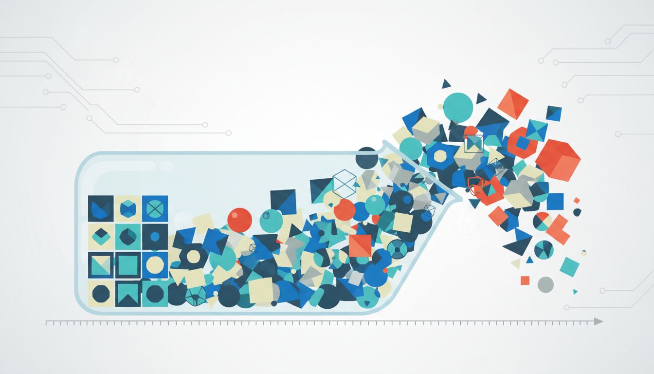 Abstract diagram showing how software memory state accumulates and becomes disordered over time