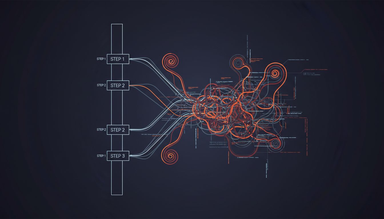 Abstract illustration contrasting sequential and asynchronous execution timelines