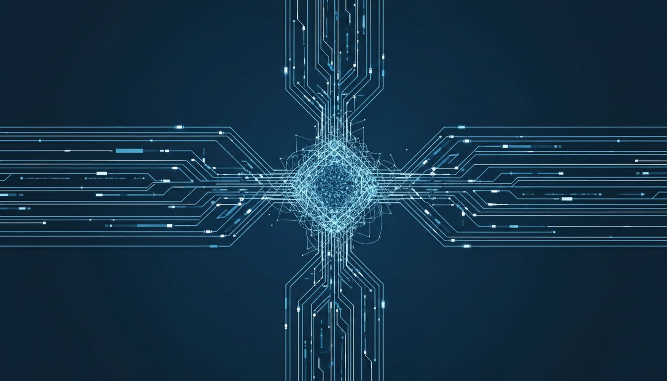 Abstract diagram showing two parallel processes converging at a collision point, representing a race condition