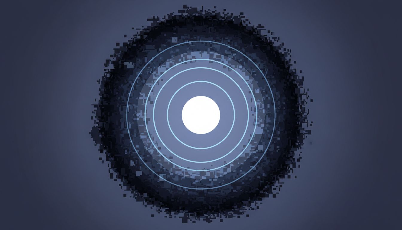 Abstract concentric rings representing how cognitive overhead builds up around a central task