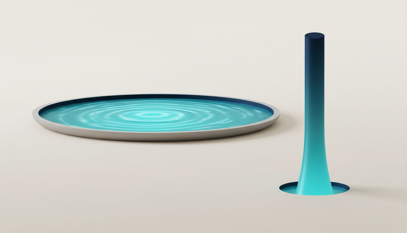 Two contrasting shapes showing a wide shallow market versus a narrow deep one